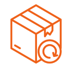 Logo représentant le carton d'emballage d'un colis pour illustrer la rubrique Retours et remboursements de la FAQ.