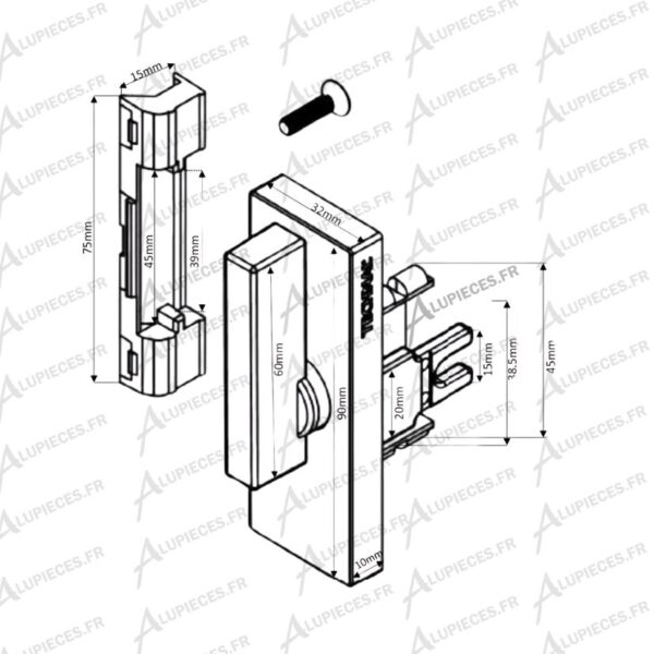 T641002 Verrou de service Technal Lumeal-Cotes