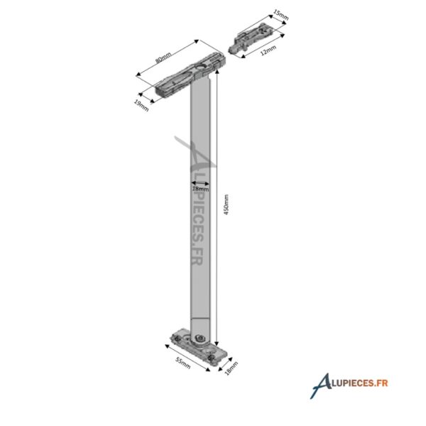 Limiteur d'ouverture Technal FY65 - Cotes
