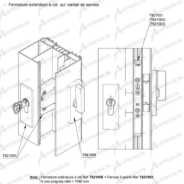 T621005-Fermeture à clé Technal Lumeal-NM