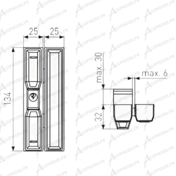 Verrou de coulissant fermeture à clé-Abus FTS088-COTES